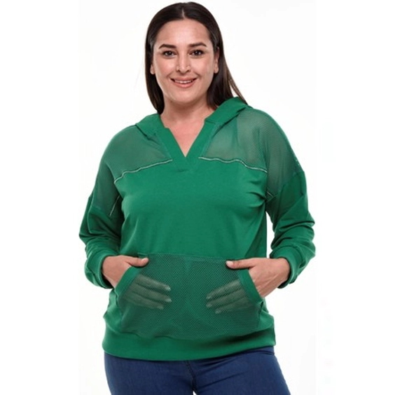 Şeffaf Detaylı Yeşil Sweatshirt